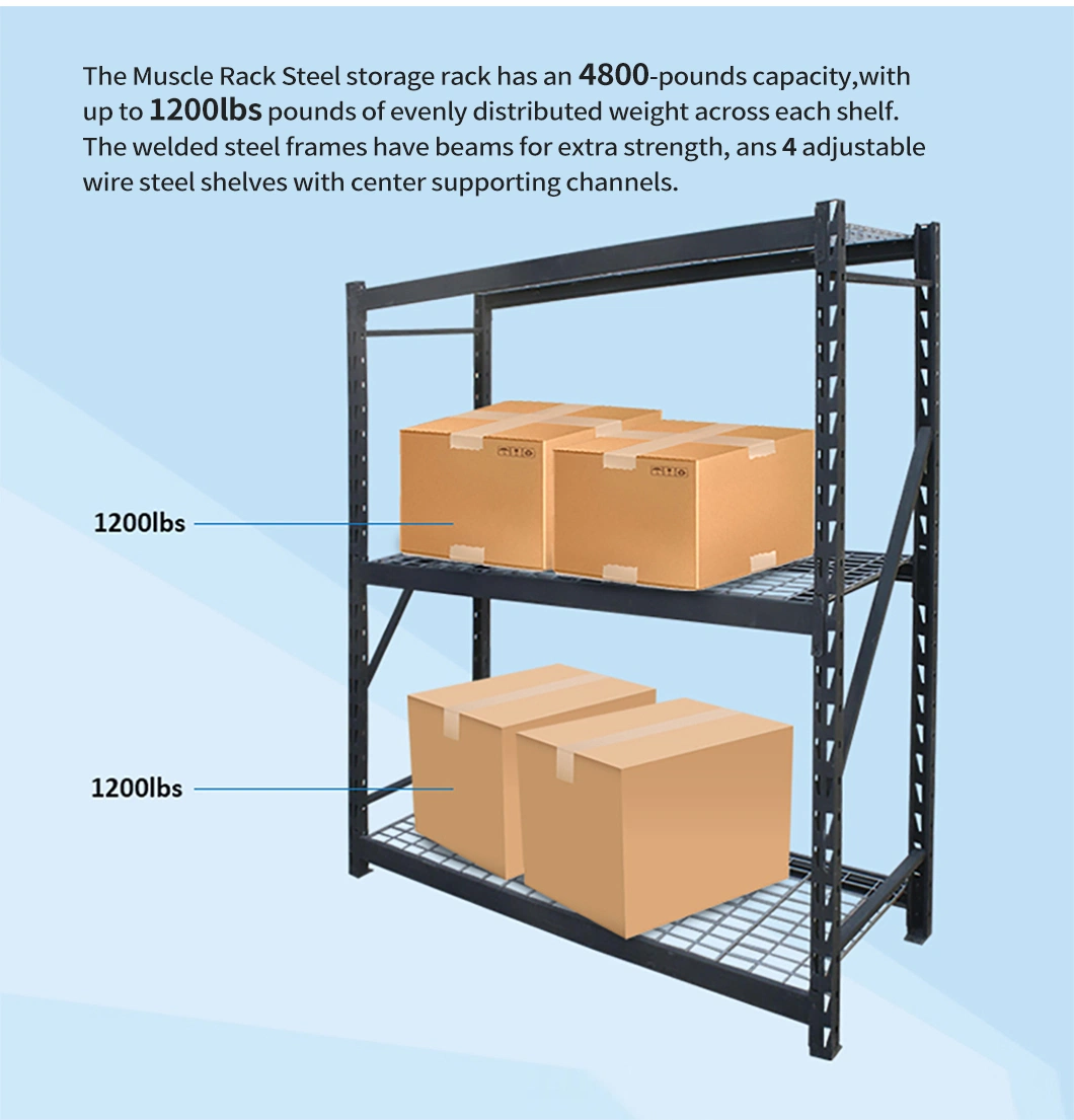 Heavy-Duty, Coated-Wire Deck Shelving Black Steel Welded Storage Rack