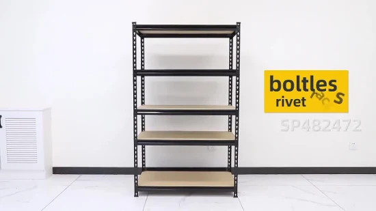 Black 5 Layer Boltless Shelf Angle Steel Light Duty Industrial Warehouse Storage Rack